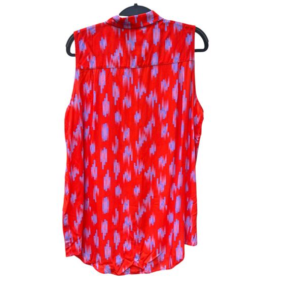 Wildfang The Empower Sleeveless Button-Up Shirt Women's Size Small Red Purple - Picture 2 of 4